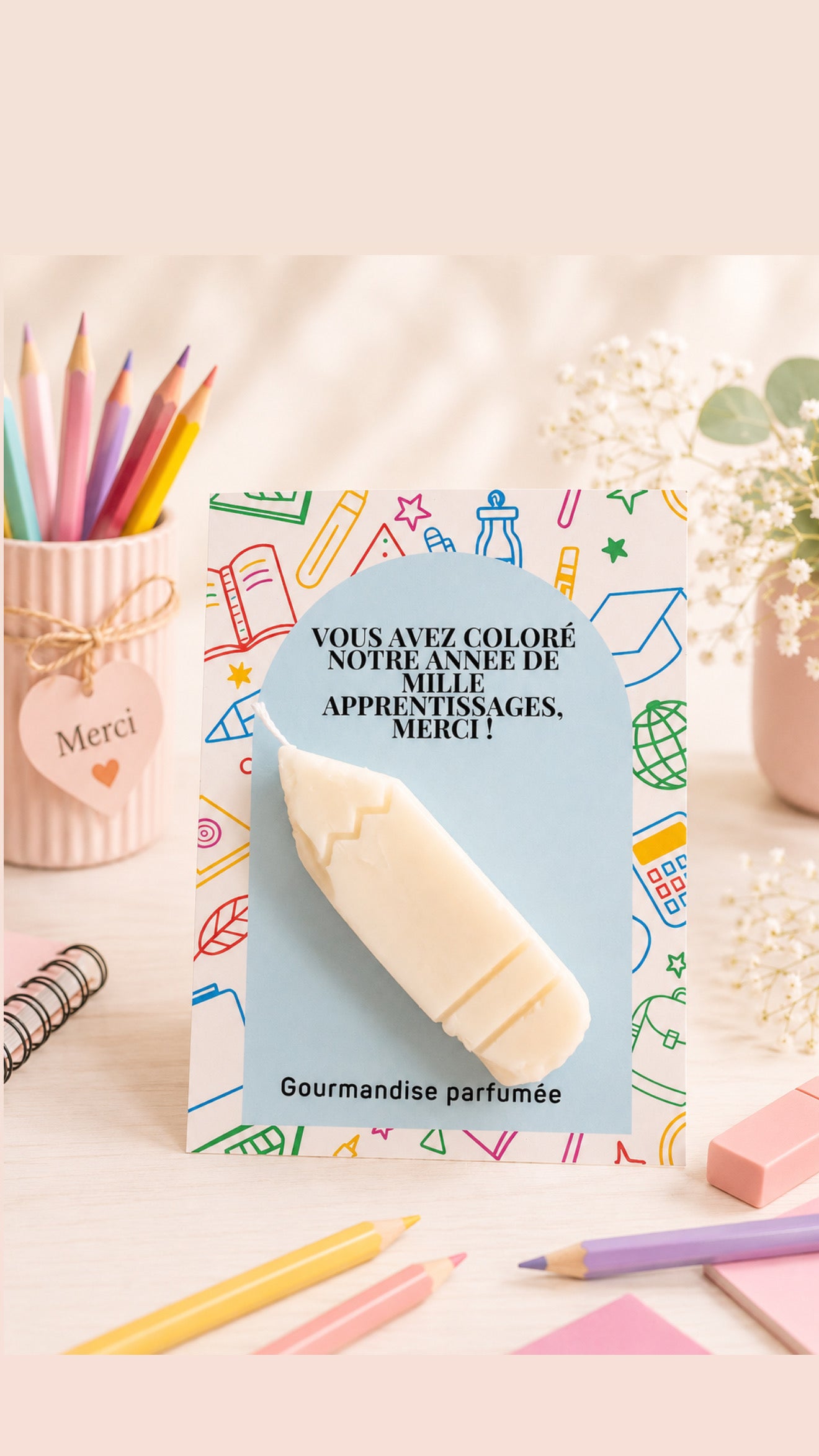 Bougie parfumée crayon – Cadeau fin d’année bleu