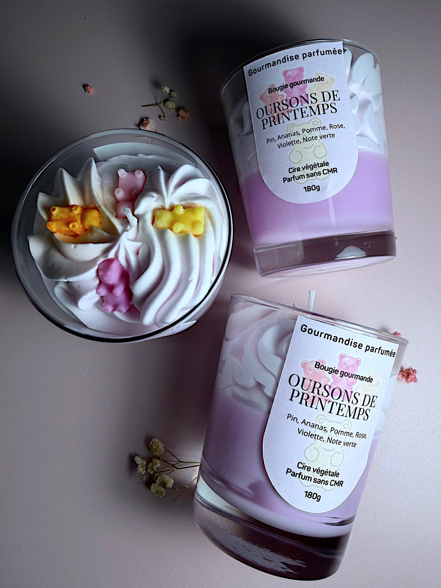 Bougie gourmande « ourson de printemps » chantilly
