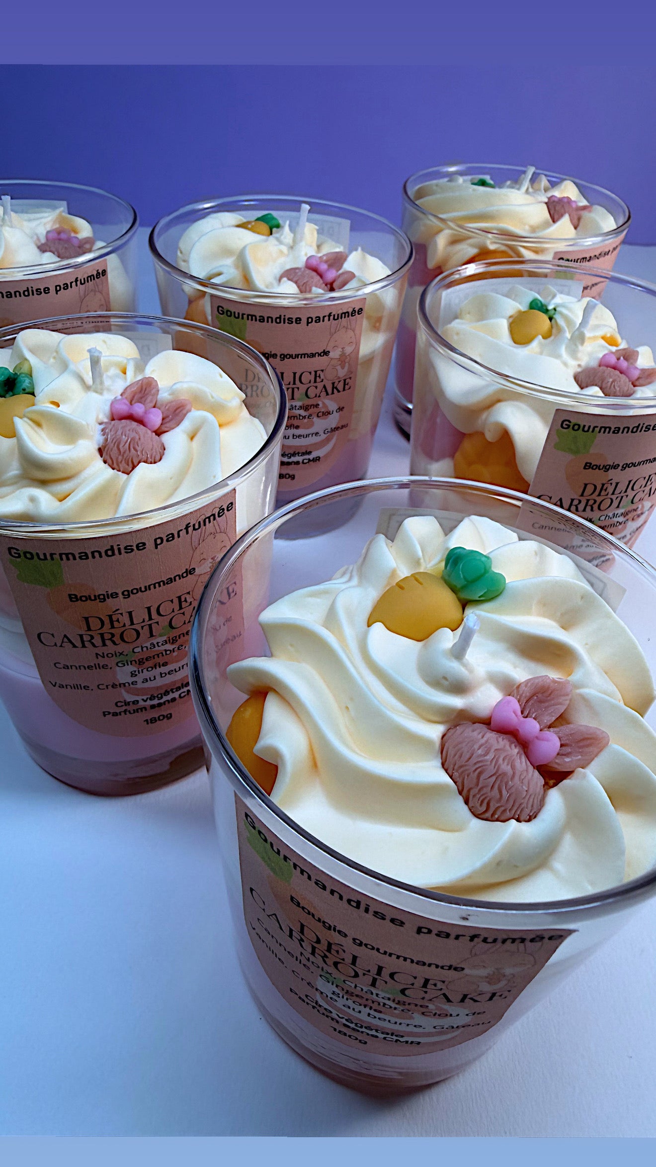 Bougie gourmande « délice carrot cake » chantilly