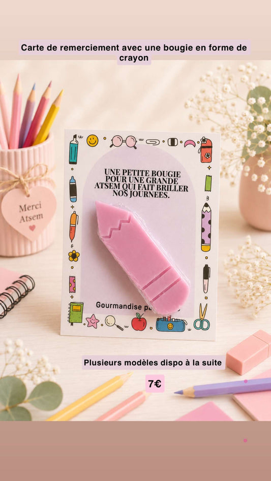 Bougie parfumée crayon – Cadeau atsem fin d’année rose