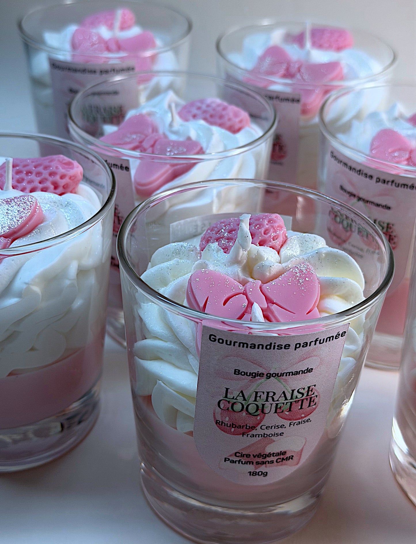 Bougie gourmande « la fraise coquette » chantilly