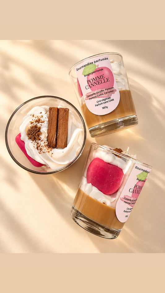 Bougie gourmande «Pomme cannelle »chantilly