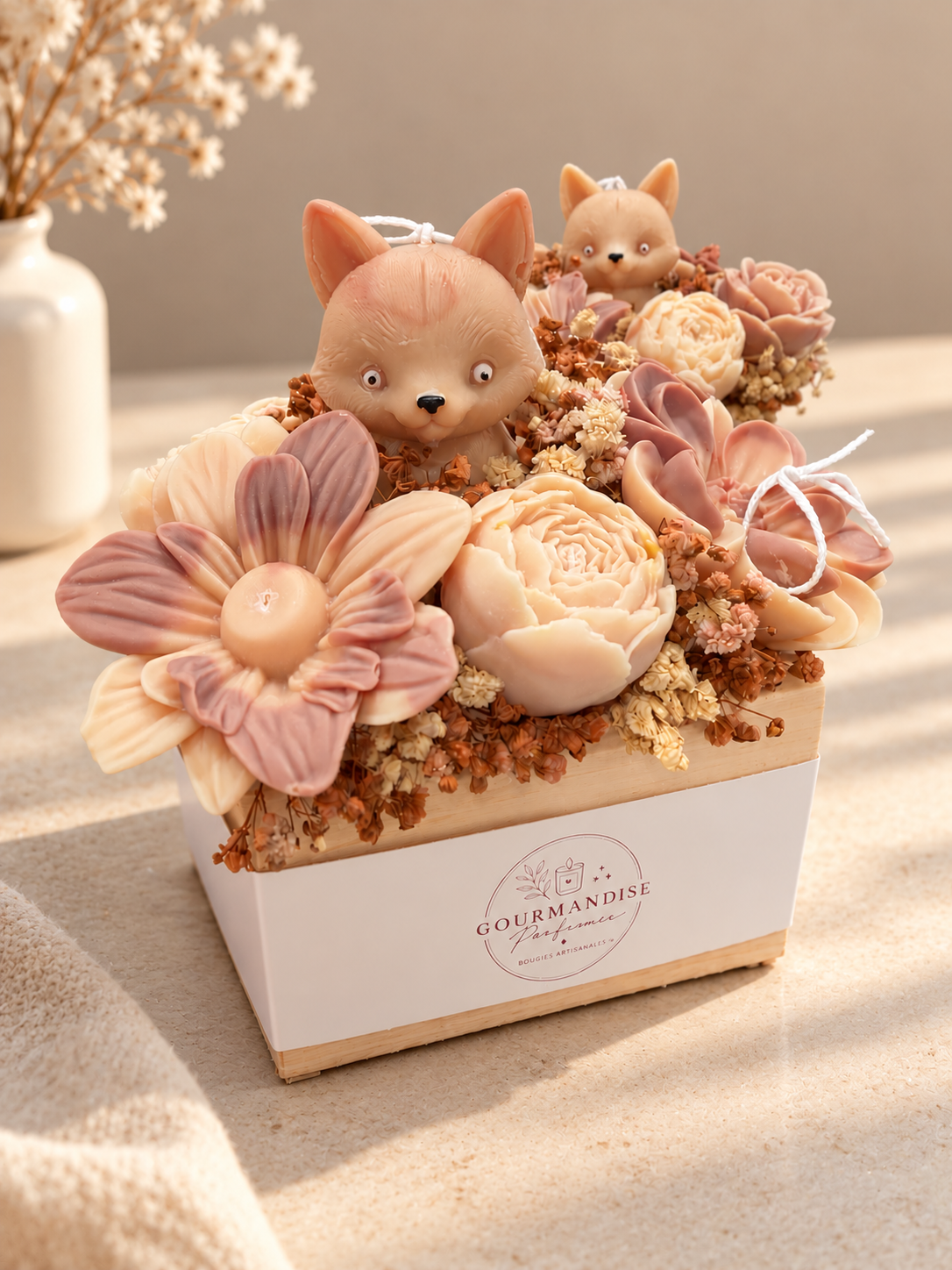 Bouquets parfumés «Renard fleur de coton » chantilly