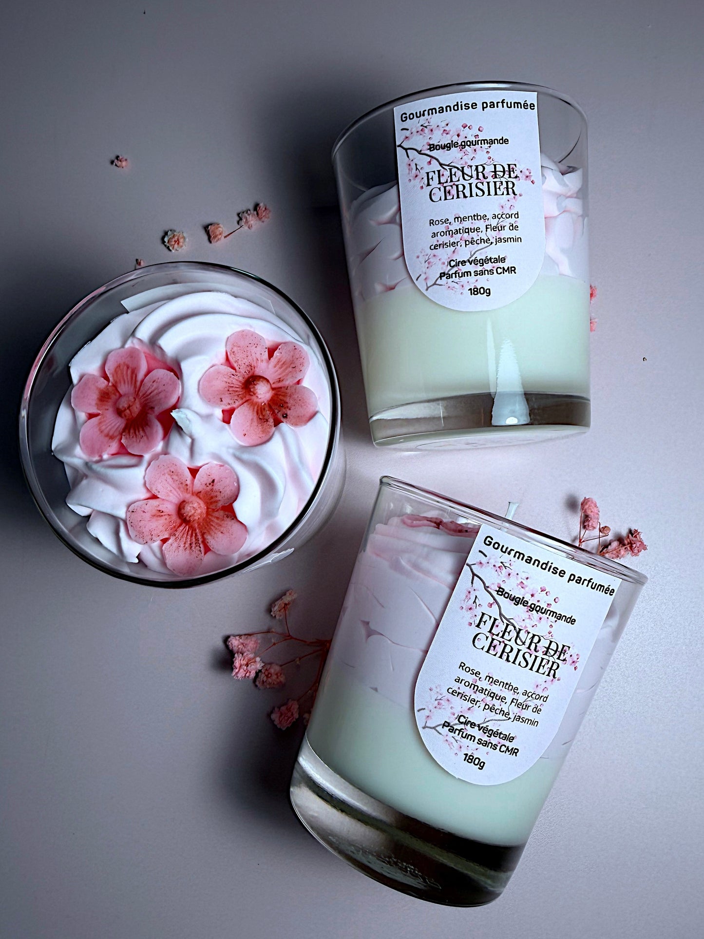 Bougie gourmande « fleur de cerisier » chantilly