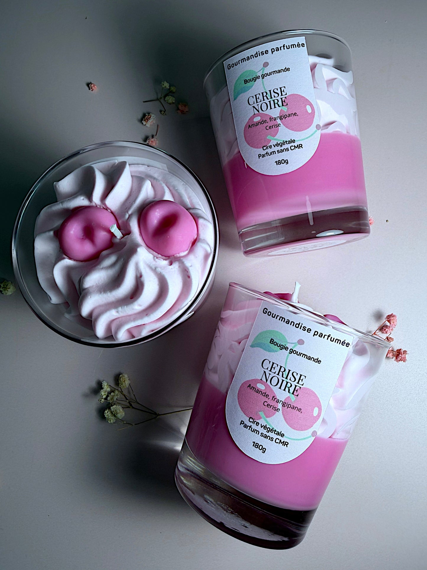 Bougie gourmande « cerise noire » chantilly
