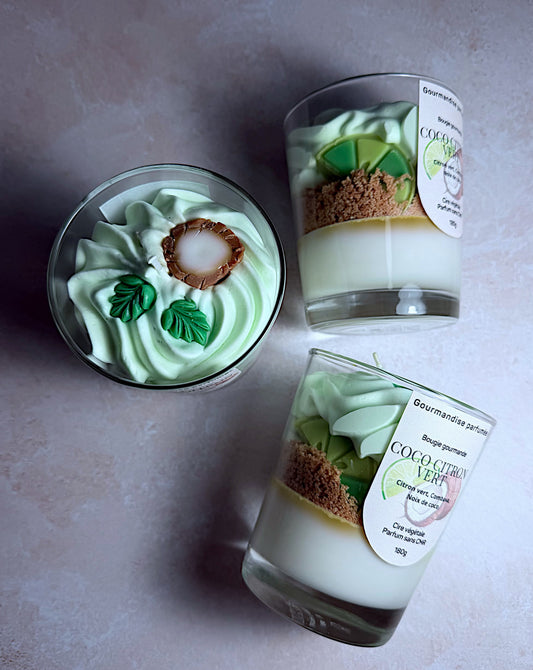 Bougie gourmande « coco citron vert » chantilly