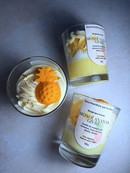 Bougie gourmande « monoï ananas givré » chantilly