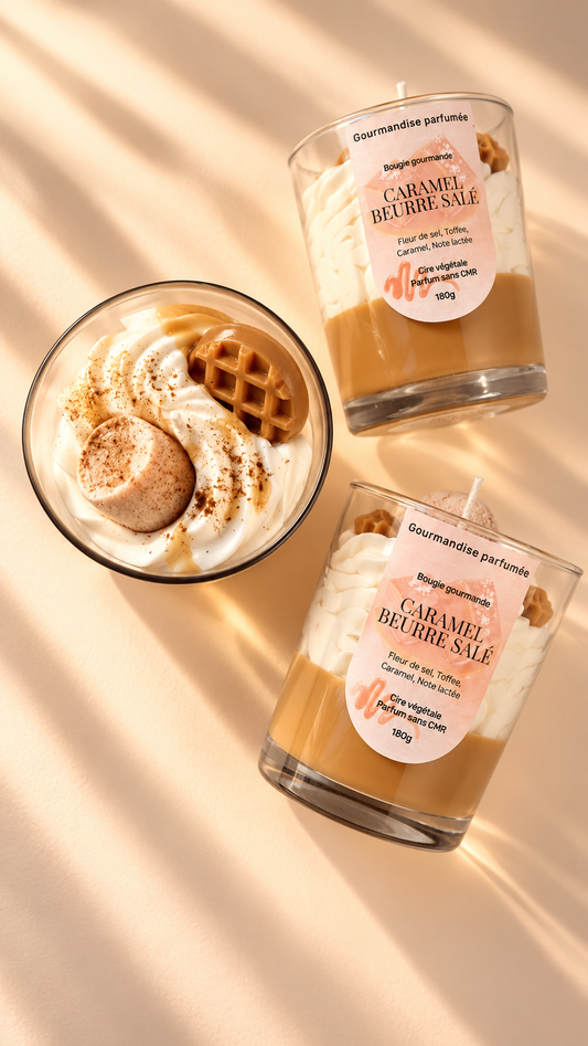 Bougie gourmande « caramel beurre salé »chantilly