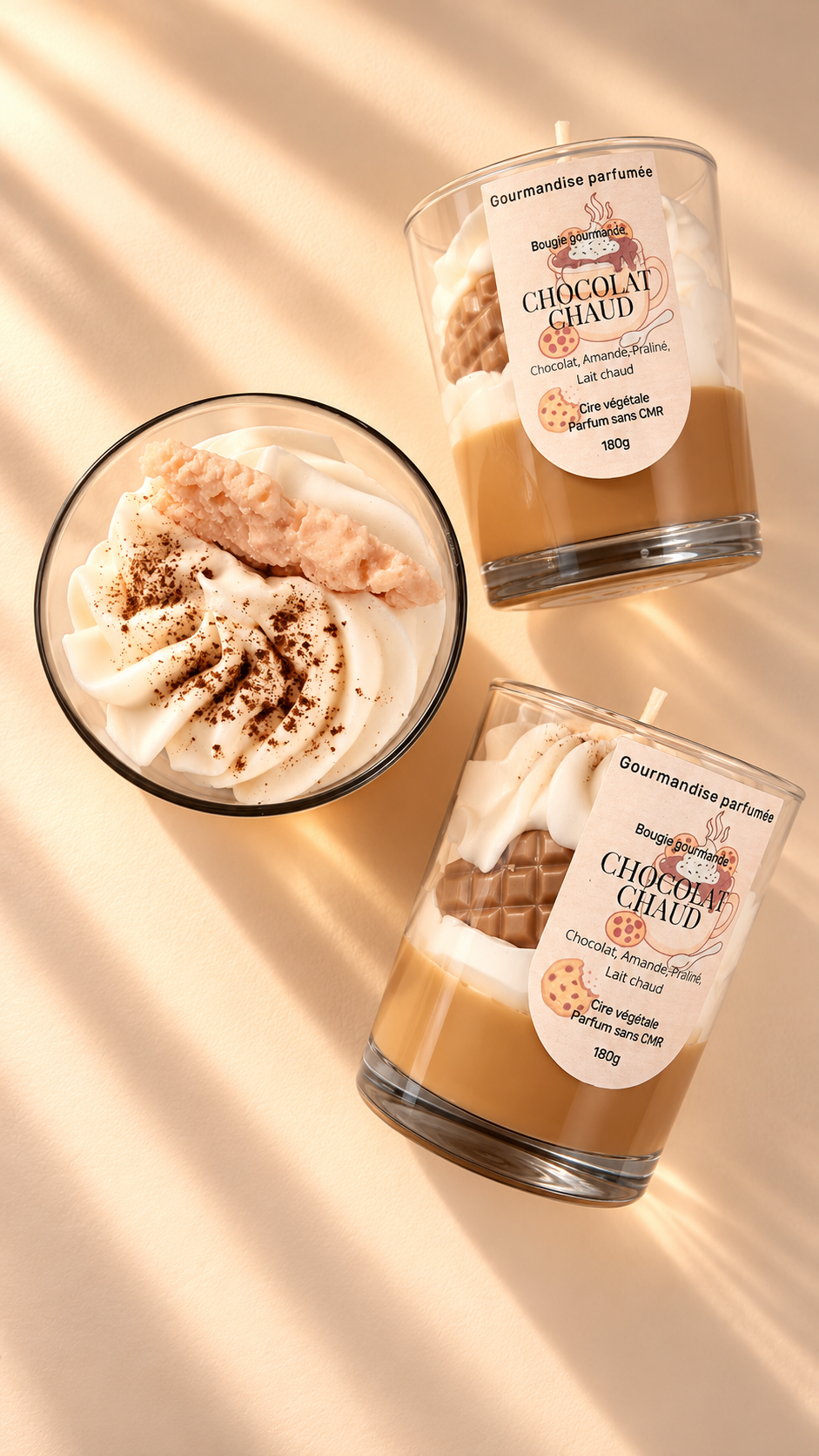 Bougie gourmande « chocolat chaud » chantilly